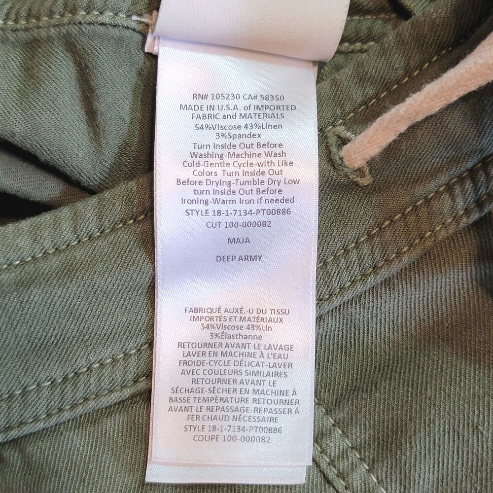 Joie Maja Green Utility Cargo Jogger Pant Ankle Cropped Linen Blend Casual 23 - Picture 14 of 16